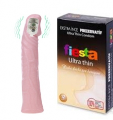 Titreşimli penis kılıfı ultra ince prezervatif seti