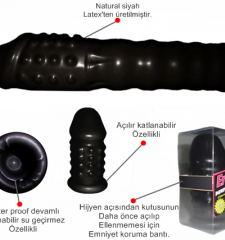 Uzatmalı penis kılıfı siyah renk 7 cm dolgulu