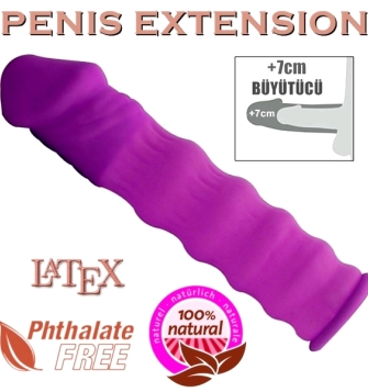 Pembe Renkli Uzatmalı Prezervatif 7 Cm Uzatıcı Dolgulu Penis Kılıfı